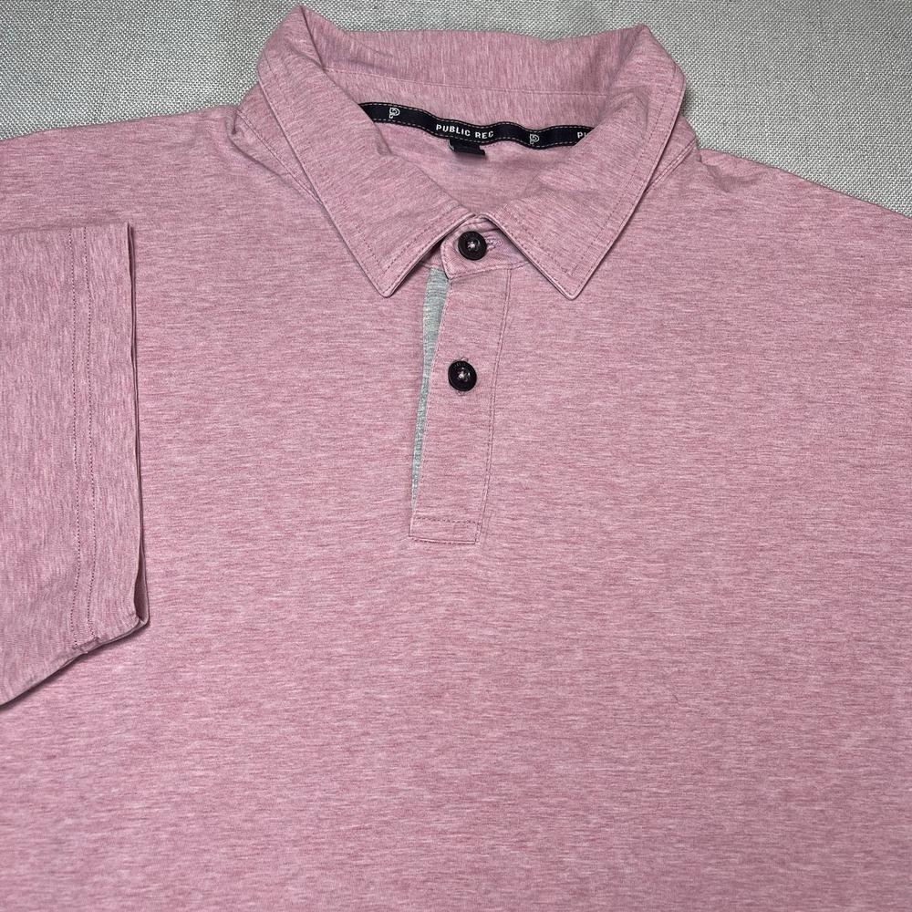 Public Rec Polo Shirt Large Performance Red Heather Casual Stretch Mens